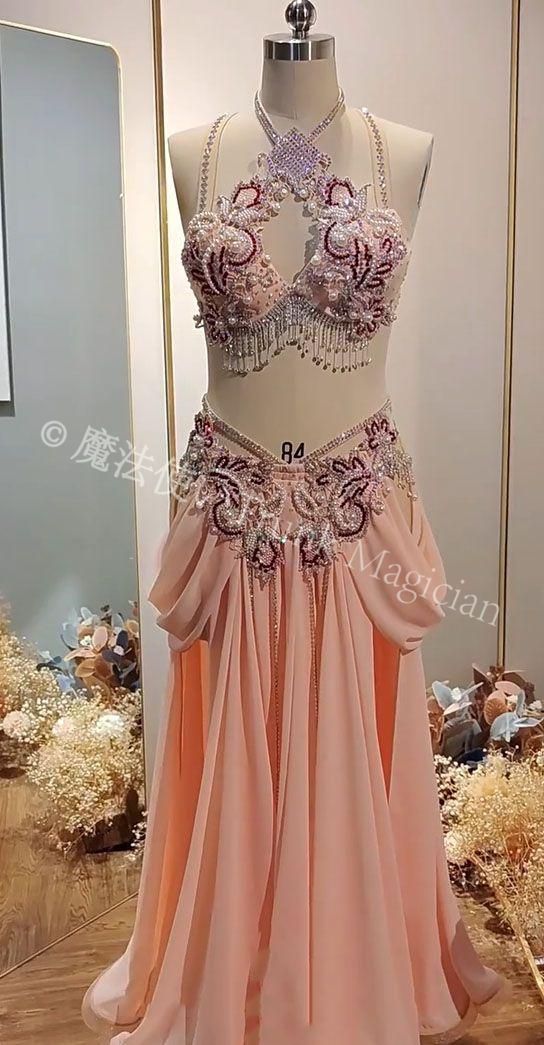 ベリーダンス衣装 オリエンタル衣装 ブラスカート 薄ピンク オーダーメイド