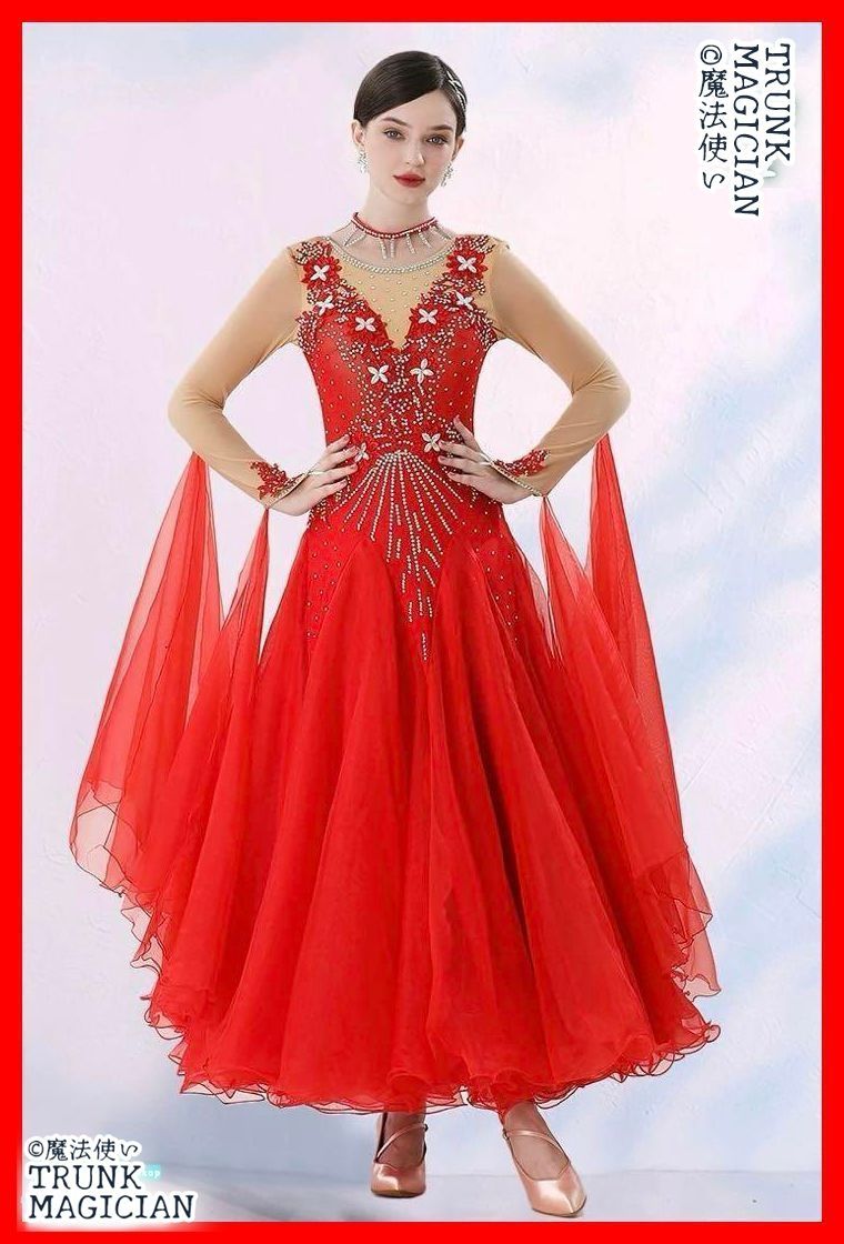  全新 ストーン付き ドレス 発表会 ダンスパーティーに最適 ドレス ダンス衣装 社交ダンス