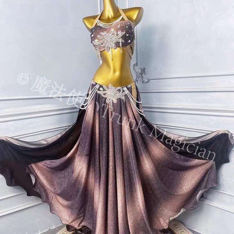 ベリーダンス衣装 パール トップス スカート 光沢 オーダーメイド ステージ衣装