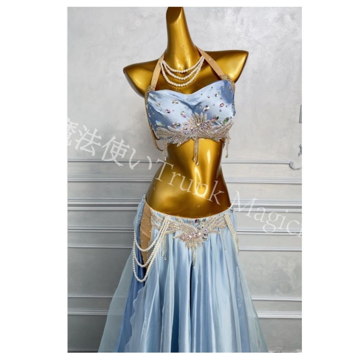  ベリーダンス衣装 パール トップス スカート 光沢 オーダーメイド ステージ衣装 セットアップ ベリーダンス