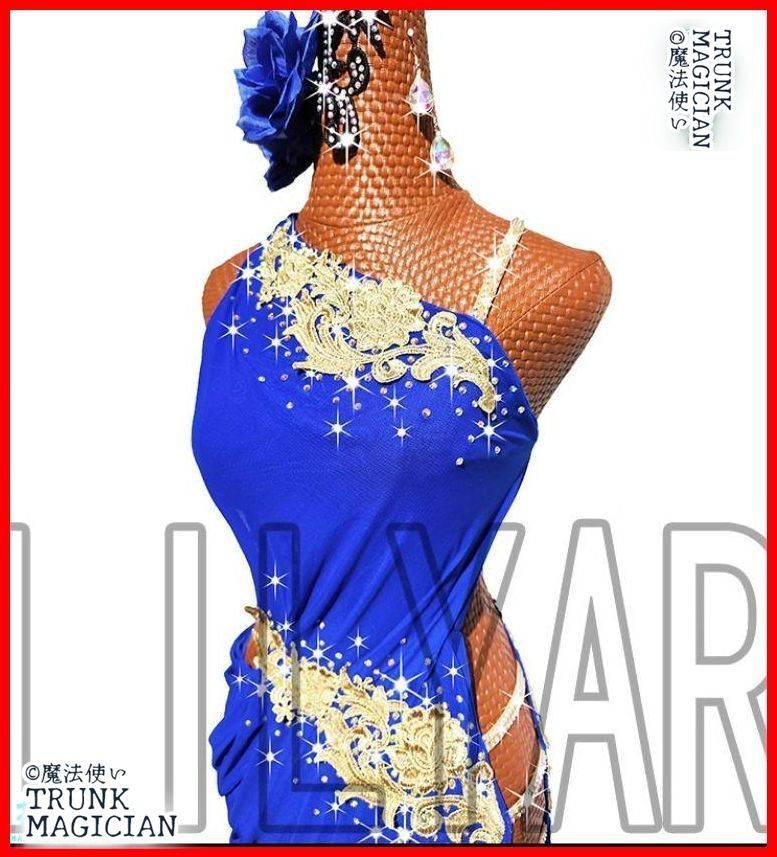 新品未使用】ラテンドレス ラテンワンピース ダンス衣装 刺繍 ロイヤル