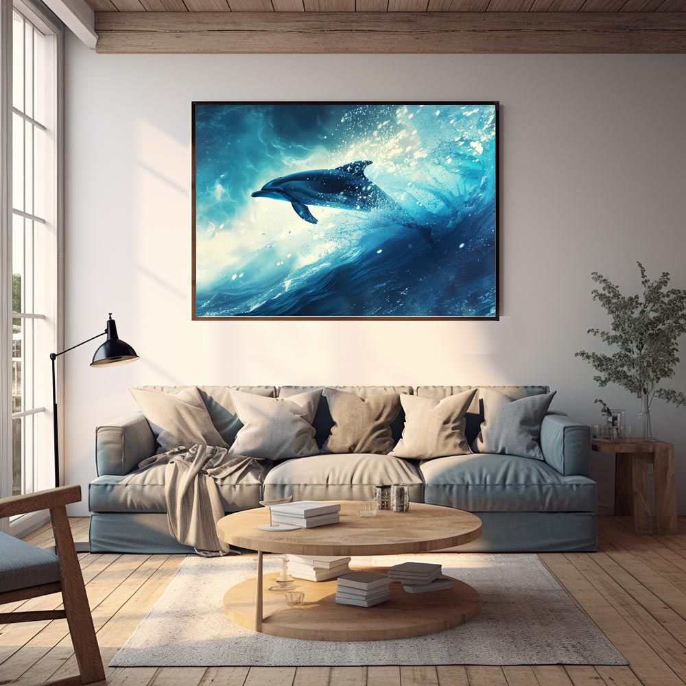 B3サイズ（約36x51cm）】【lh-poster-6020】イルカ 海 ブルー