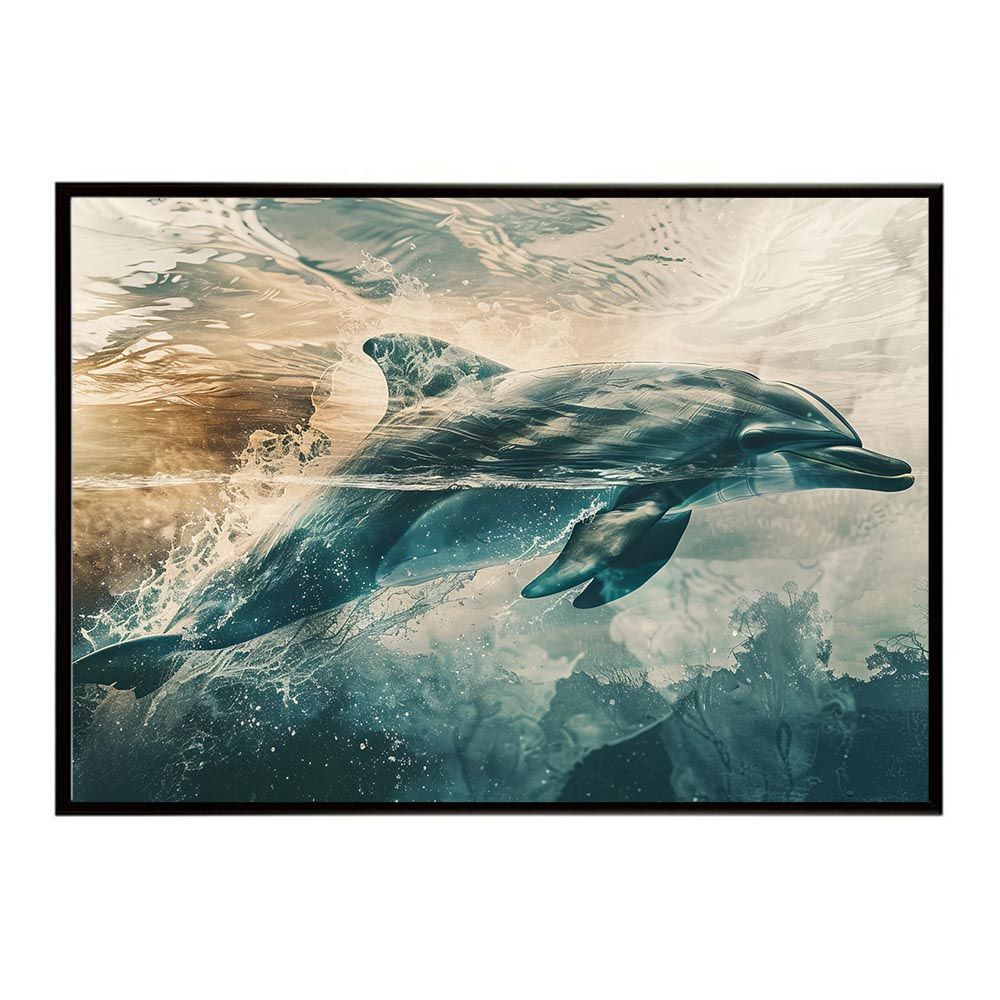 A3サイズ（約30×42cm）】【lh-poster-6029】イルカ 海 ブルー