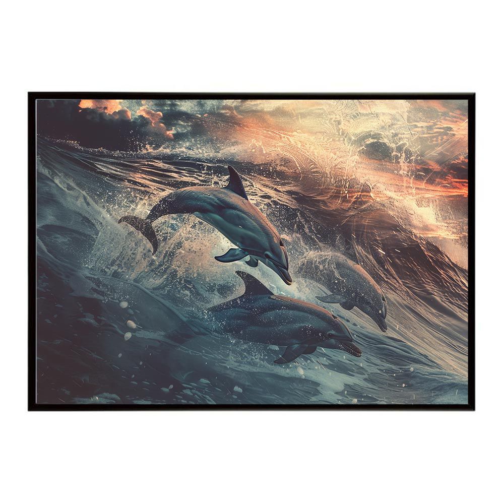 B2サイズ（約51x73cm）】【lh-poster-5896】イルカ 海 ブルー