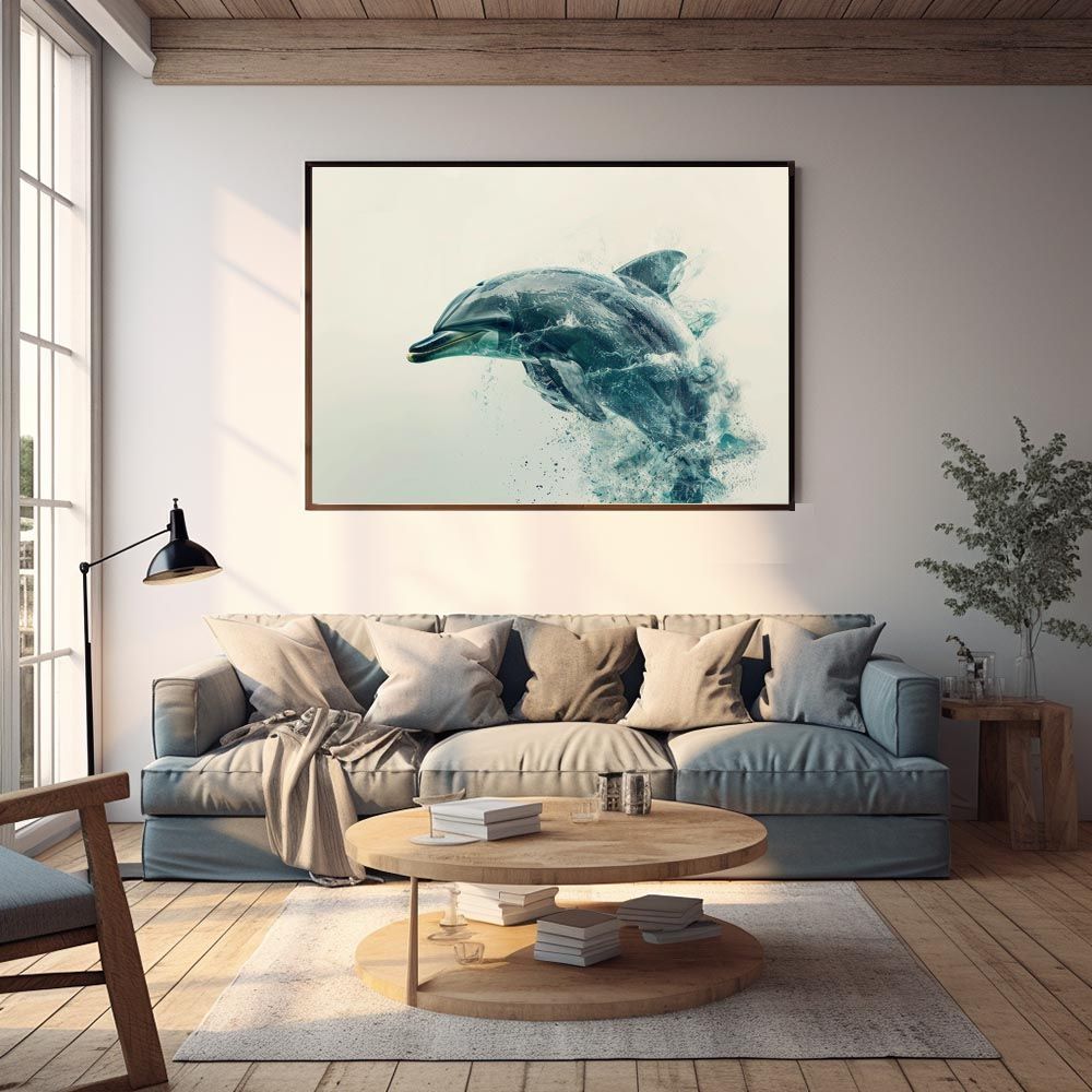 A3サイズ（約30×42cm）】【lh-poster-6034】イルカ 海 ブルー