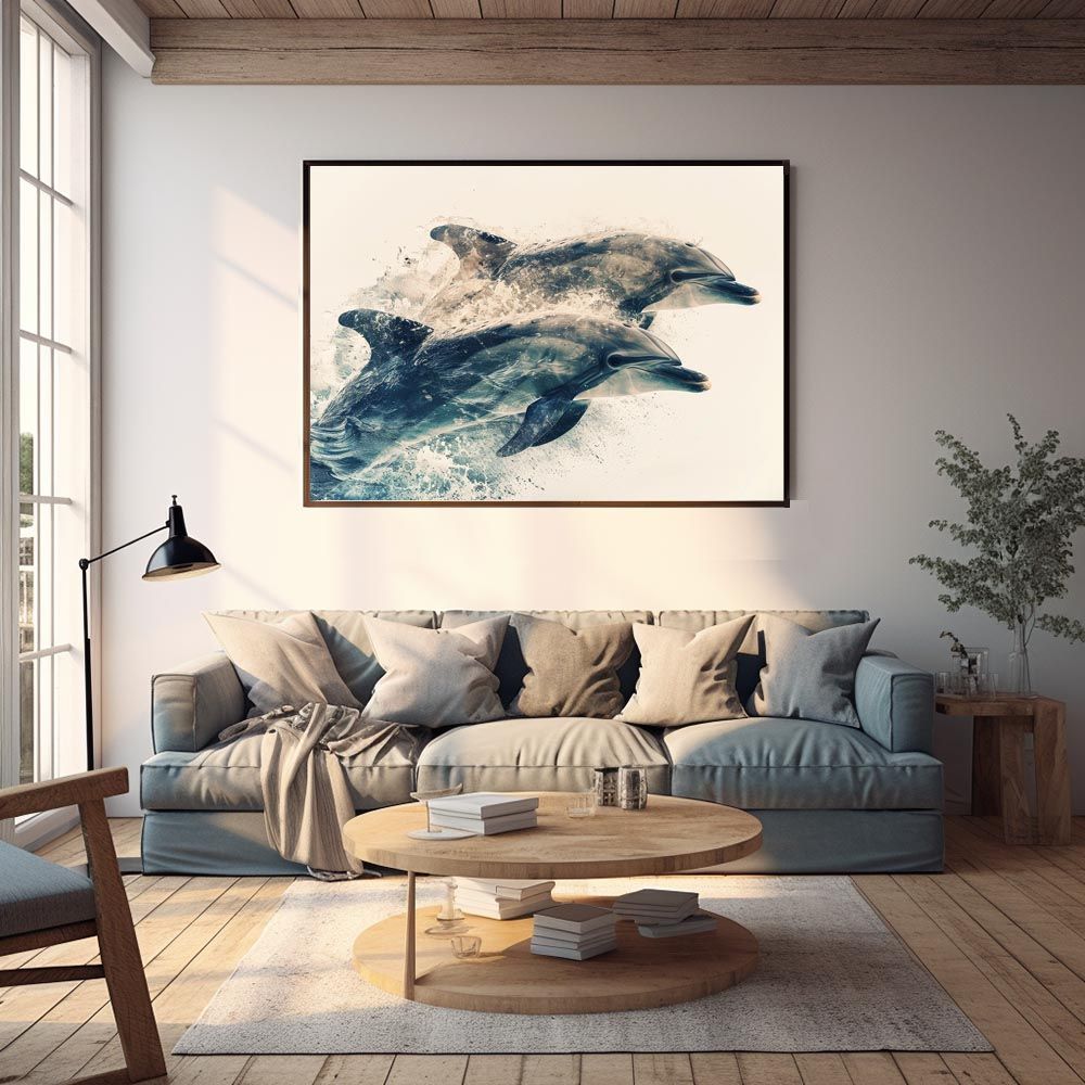 A1サイズ（約59x84cm）】【lh-poster-6036】イルカ 海 ブルー