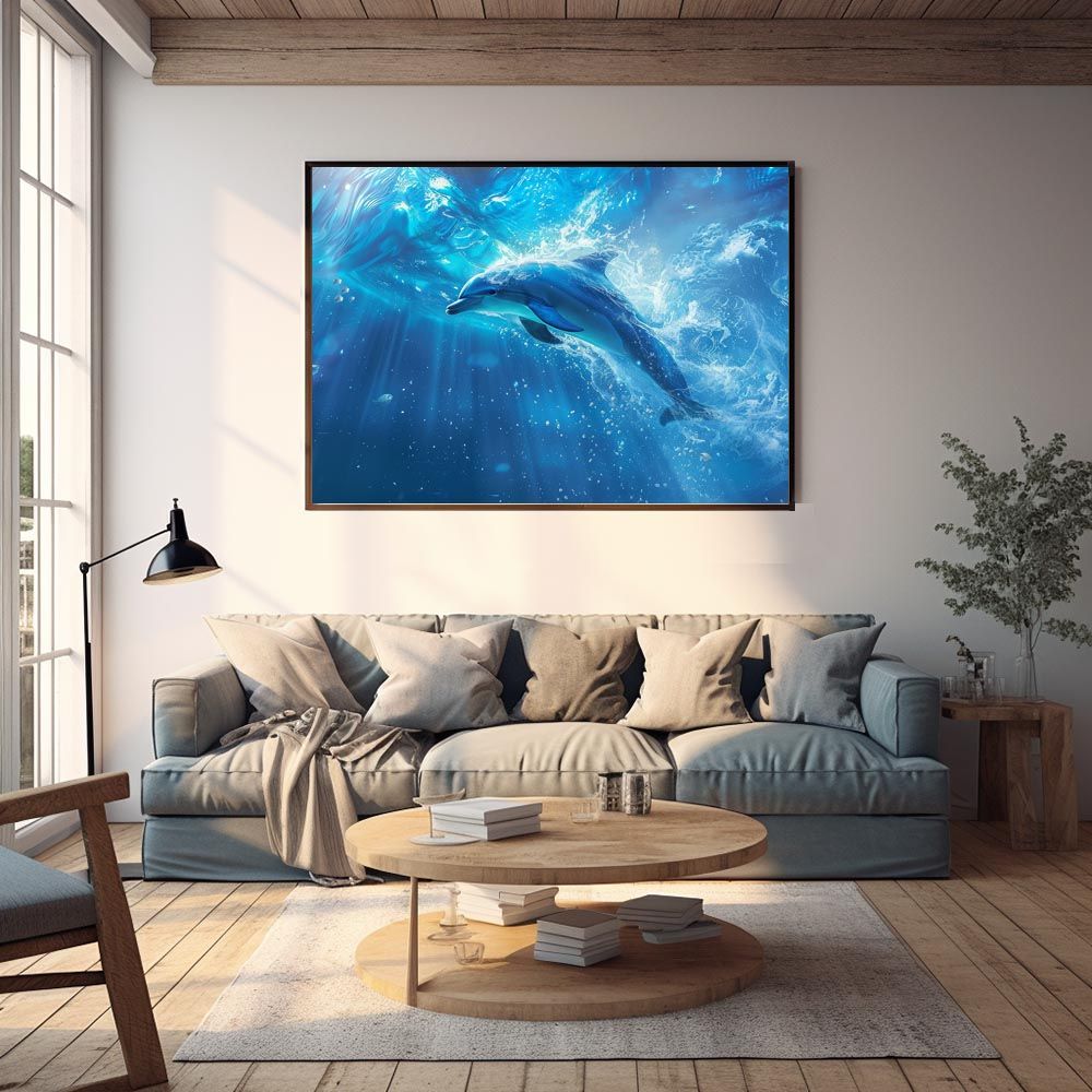 A2サイズ（約42x59cm）】【lh-poster-6045】イルカ 海 ブルー