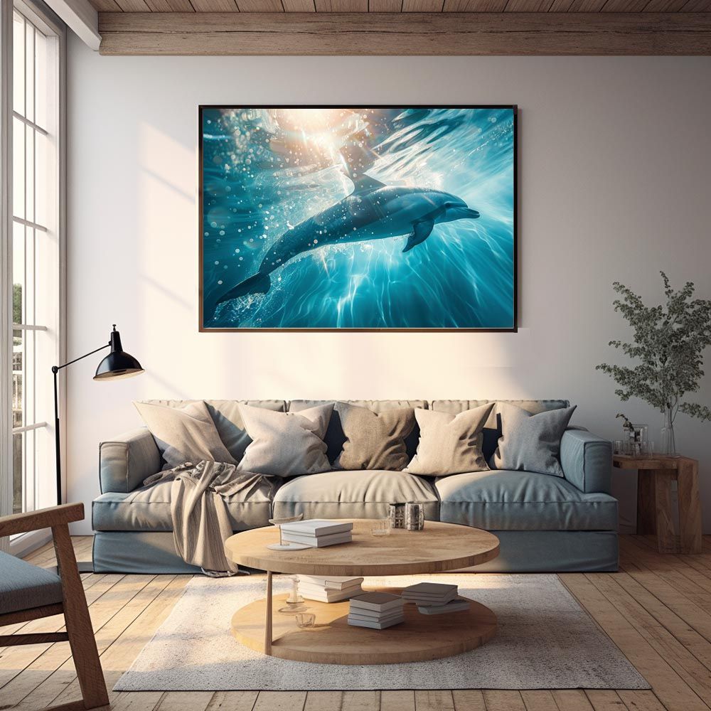 B1サイズ（約73x103cm）】【lh-poster-6055】イルカ 海 ブルー