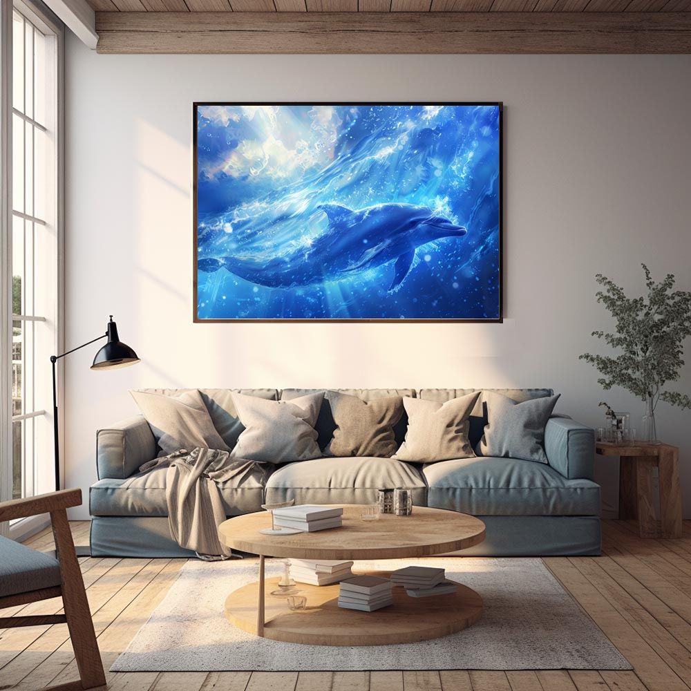 インテリア小物 【A1サイズ（約59x84cm）】【lh-poster-6056】イルカ 海 ブルー ドルフィン 夏 ポスター クジラ シャチ 水族館 水中 南国 ハワイ 自然 サーフ インテリア アート