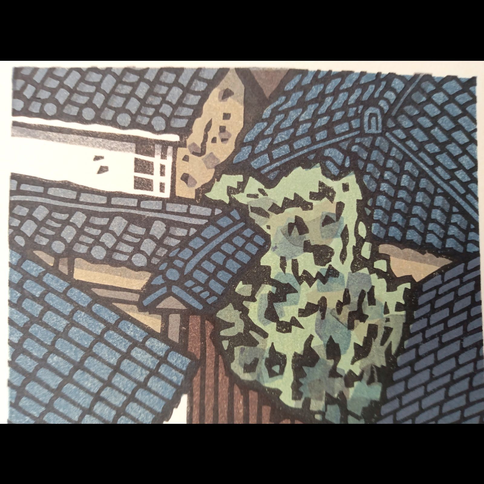 真作]創作版画 西嶋勝之先生木版画「さわやか」サインあり 無限定