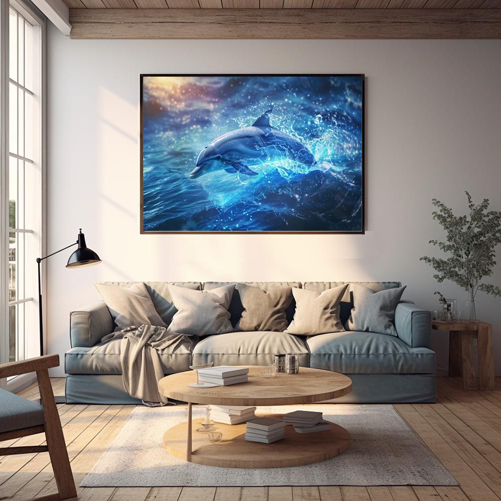 B1サイズ（約73x103cm）】【lh-poster-6066】イルカ 海 ブルー