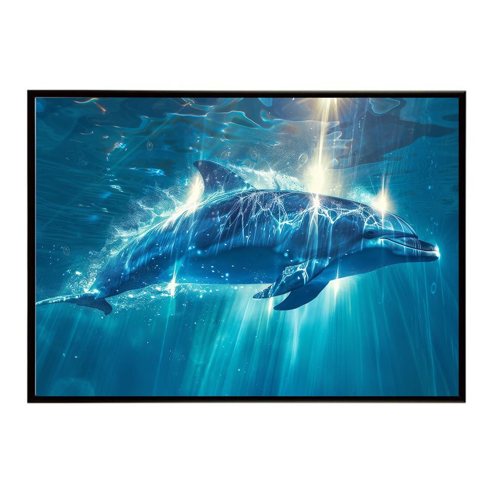 A3サイズ（約30×42cm）】【lh-poster-6073】イルカ 海 ブルー