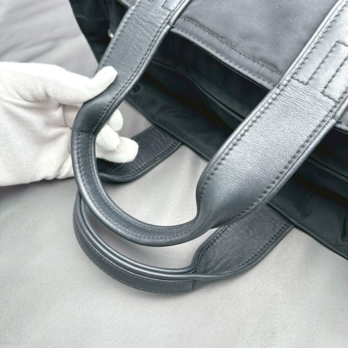 エルメス ブラック アカプルコPM トートバッグ ナイロン レザー HERMES