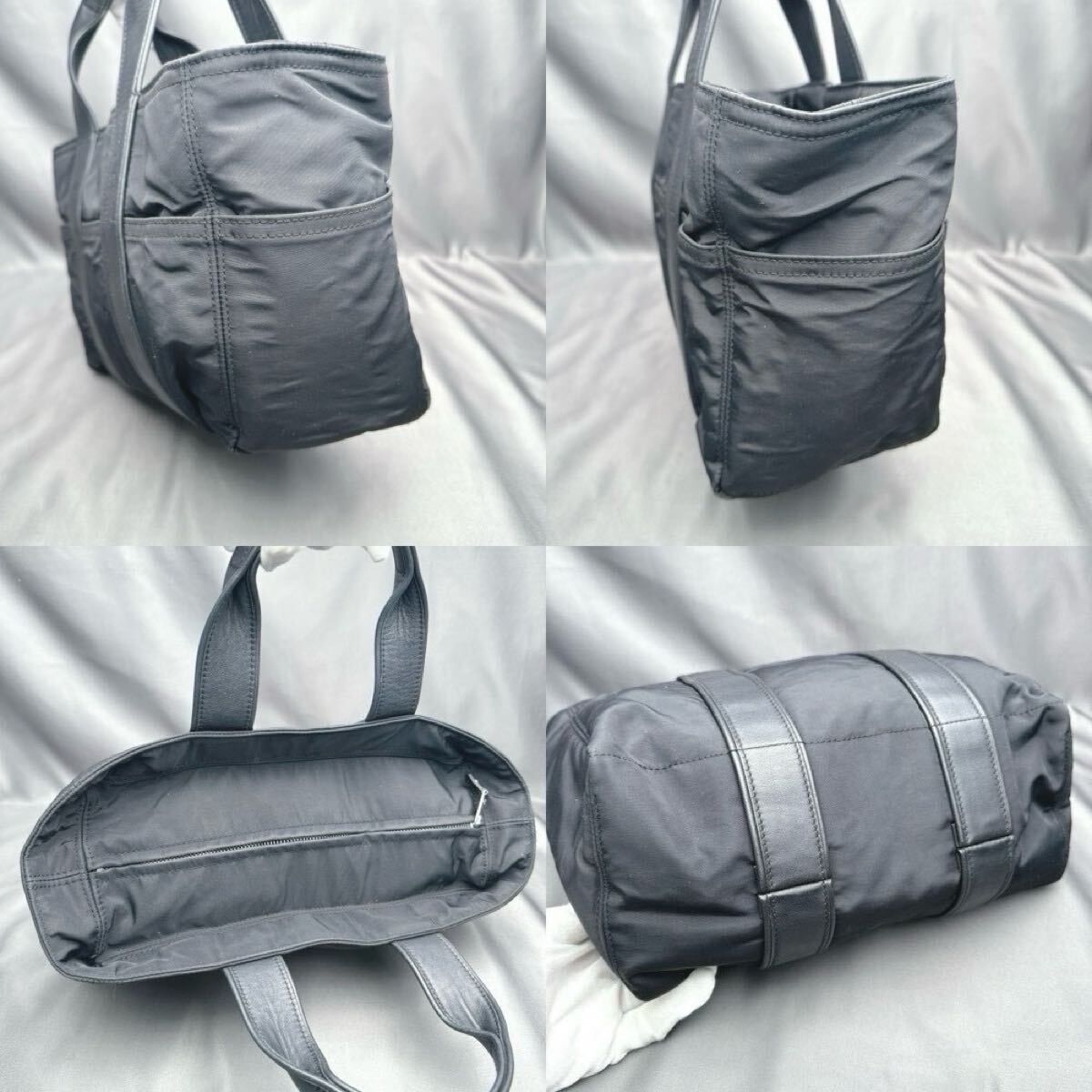 エルメス ブラック アカプルコPM トートバッグ ナイロン レザー HERMES