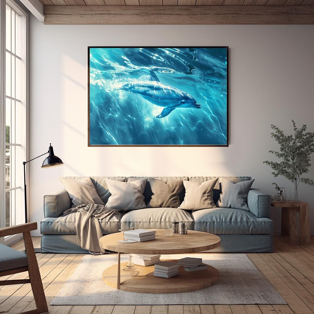 B2サイズ（約51x73cm）】【lh-poster-6075】イルカ 海 ブルー