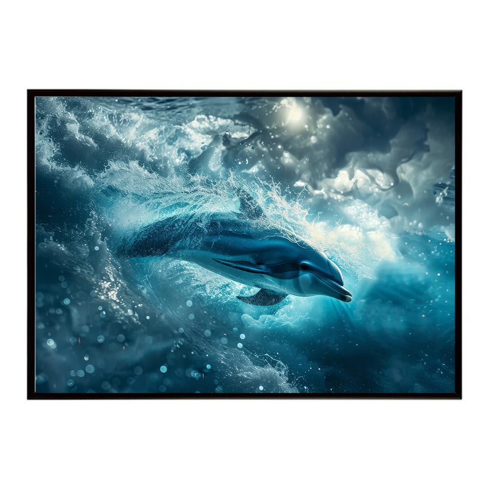 A2サイズ（約42x59cm）】【lh-poster-6076】イルカ 海 ブルー