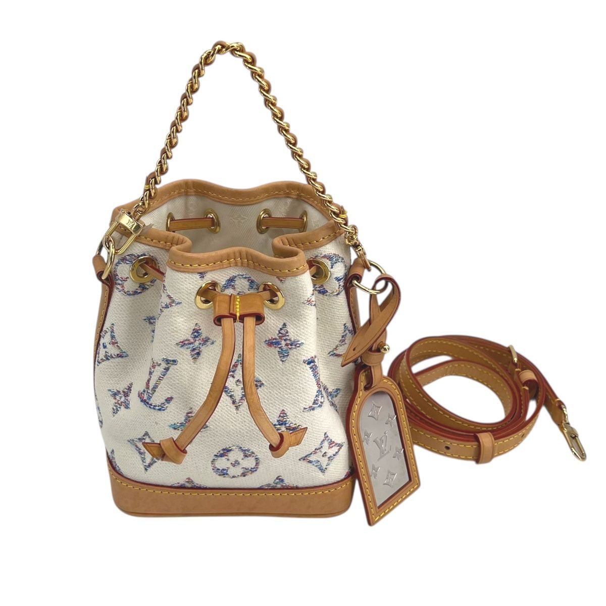 LOUIS VUITTON ルイ ヴィトン M 83453 ナノ ノエ モノグラムジャガード 2 WAYショルダーバッグ ホワイト レディース SA