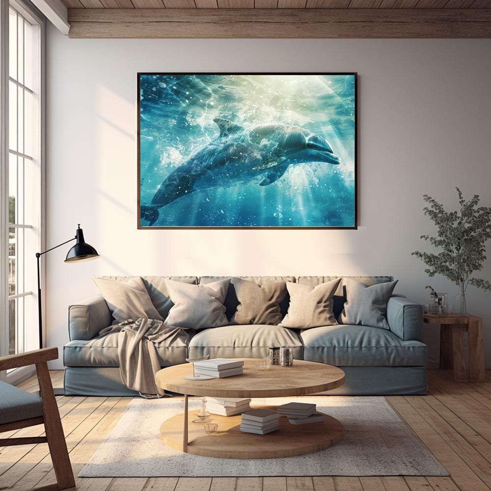 A1サイズ（約59x84cm）】【lh-poster-6084】イルカ 海 ブルー