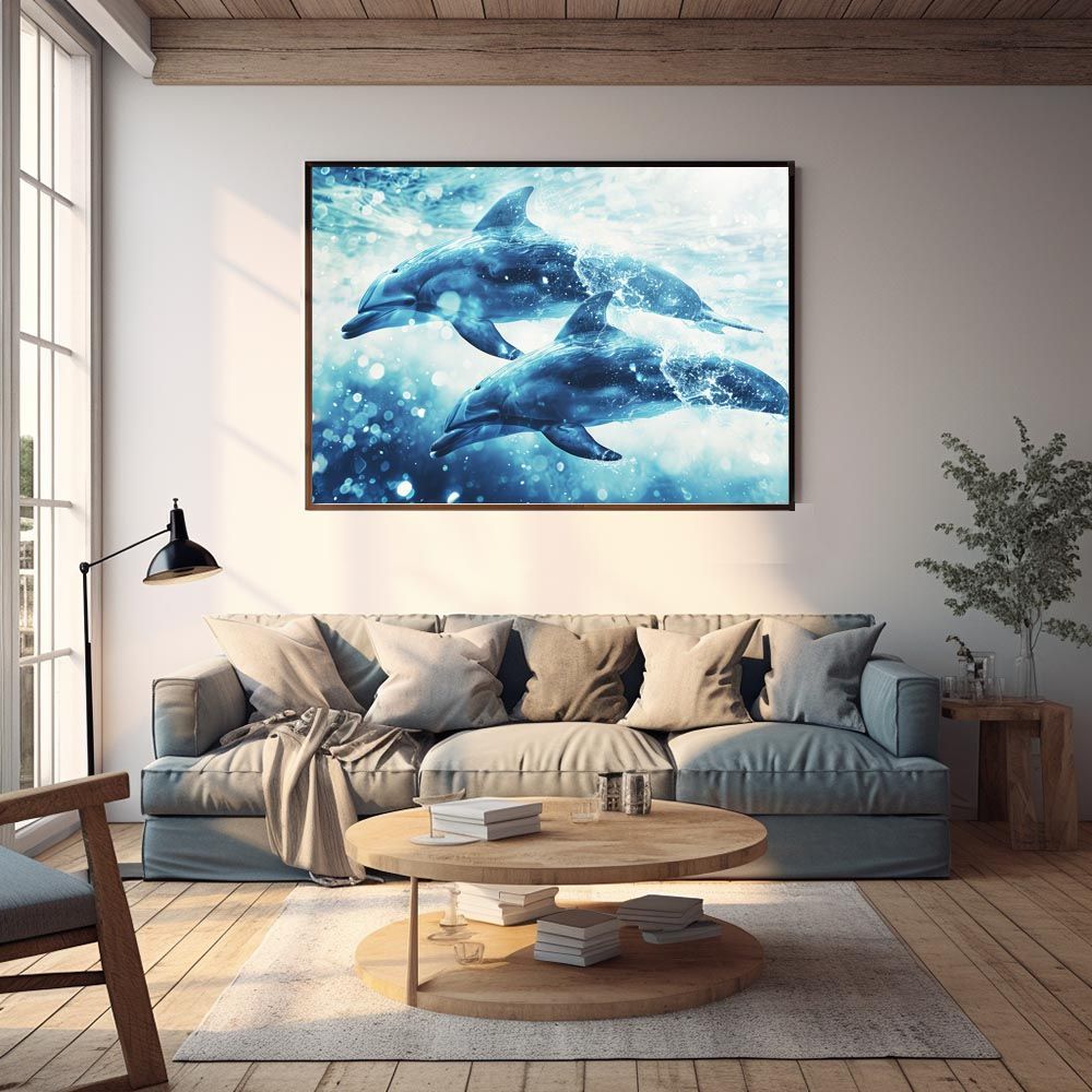 B2サイズ（約51x73cm）】【lh-poster-6089】イルカ 海 ストア ブルー