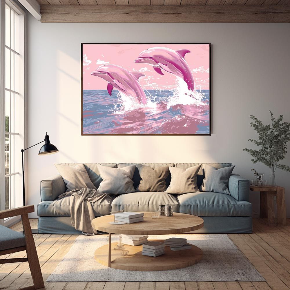 B2サイズ（約51x73cm）】【lh-poster-6104】イルカ 海 ブルー