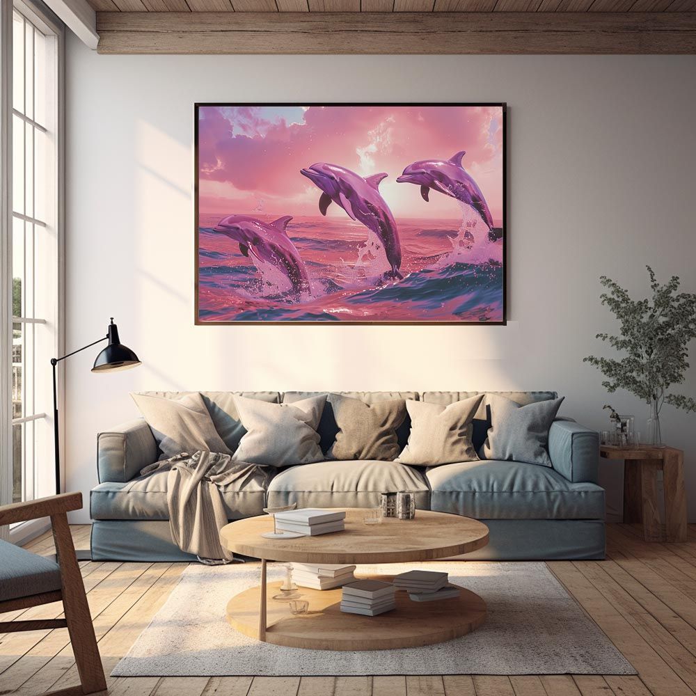 A4サイズ（約21x30cm）】【lh-poster-6104】イルカ 海 ブルー