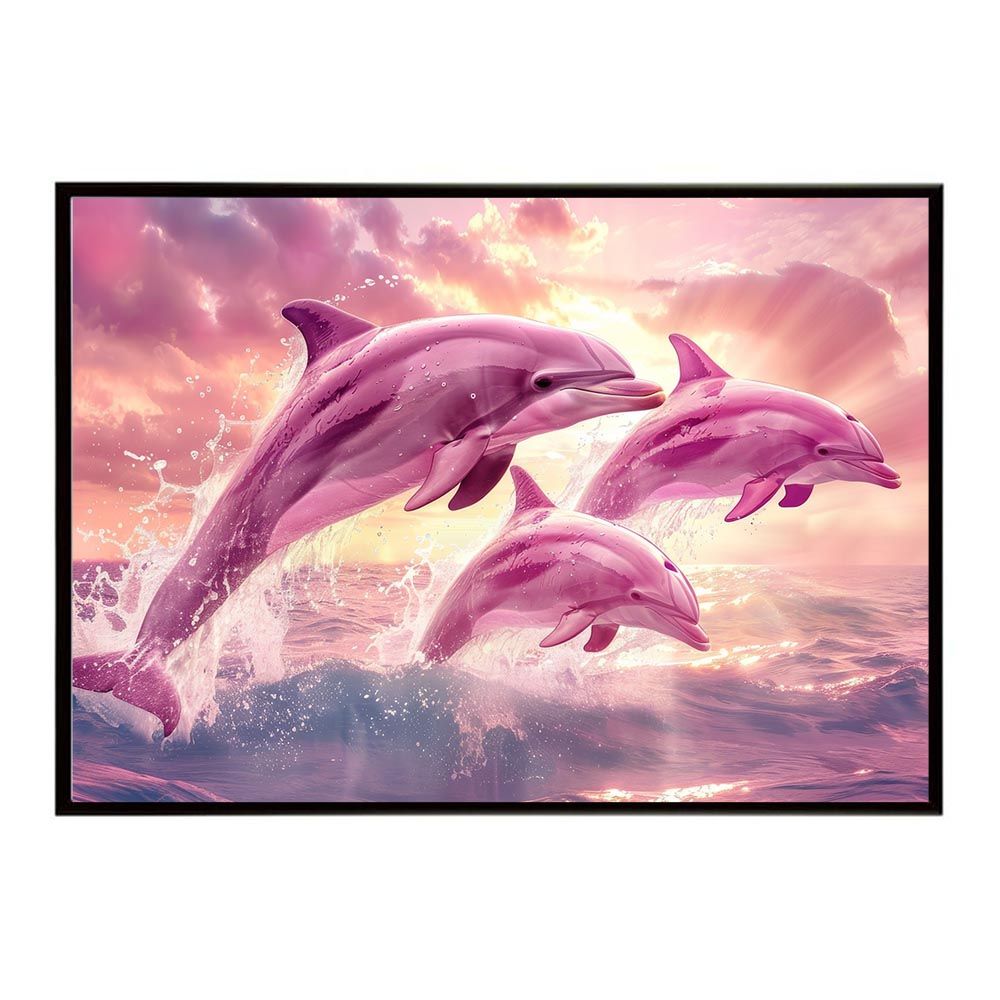 B2サイズ（約51x73cm）】【lh-poster-6105】イルカ 海 ブルー