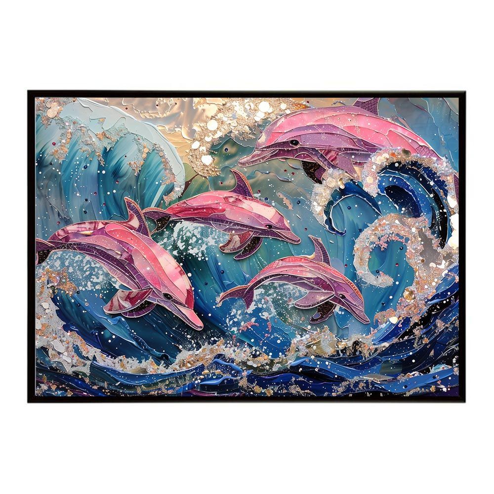 B2サイズ（約51x73cm）】【lh-poster-6112】イルカ 海 ブルー