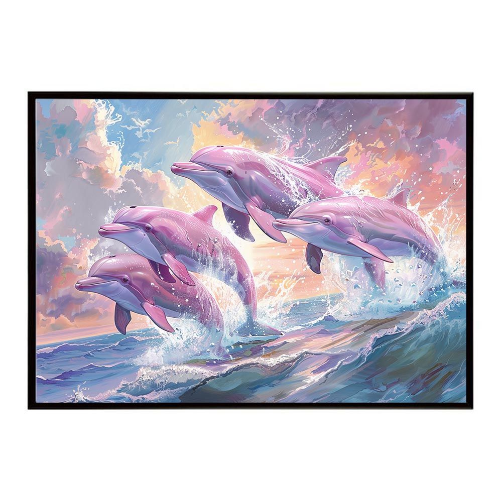 A3サイズ（約30×42cm）】【lh-poster-6123】イルカ 海 ブルー