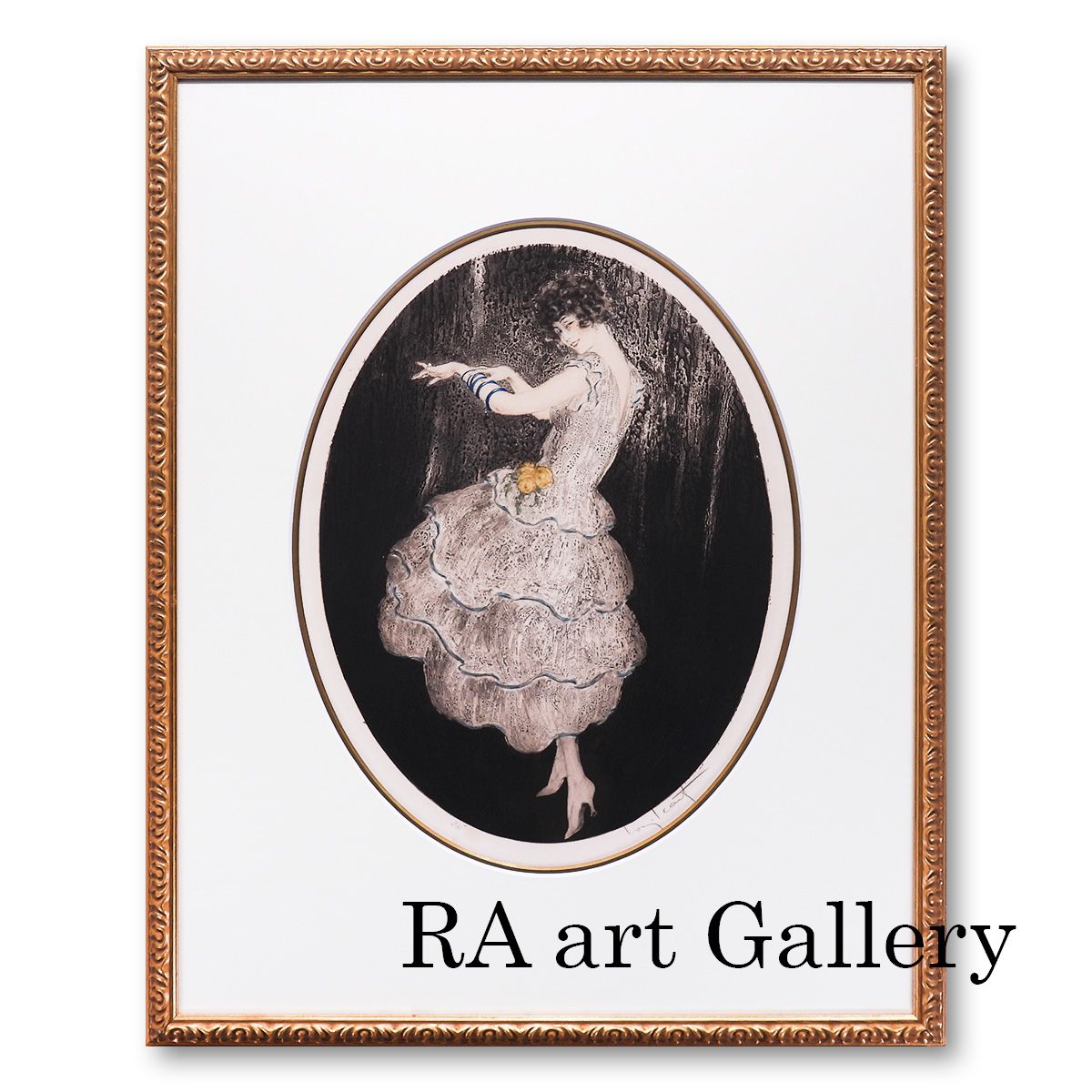 ルイ イカール ブルーのブレスレット 人物画 女性像 美人画 作家直筆サイン 11日まで展示 アート 版画 絵画 げ交渉