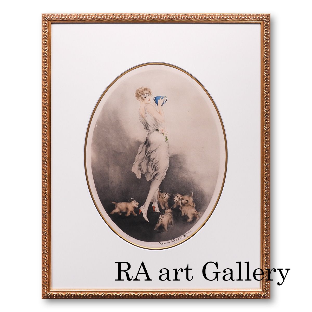 ルイ イカール 朝食 人物画 女性像 美人画 動物画 犬 作家直筆サイン アート 11日まで展示 版画 絵画 げ交渉