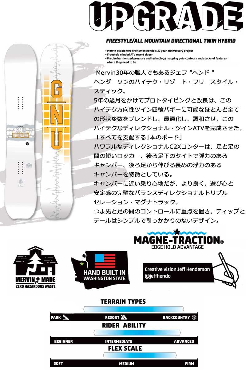 25 26 GNU グヌー UPGRADE アップグレード メンズ スノーボード パウダー カービング 板 2026