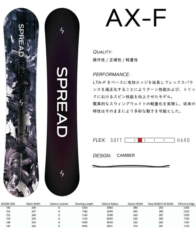 25-26 SPREAD スプレッド AX-F エーエックスエフ メンズ レディース スノーボード グラトリ カービング 板 2026