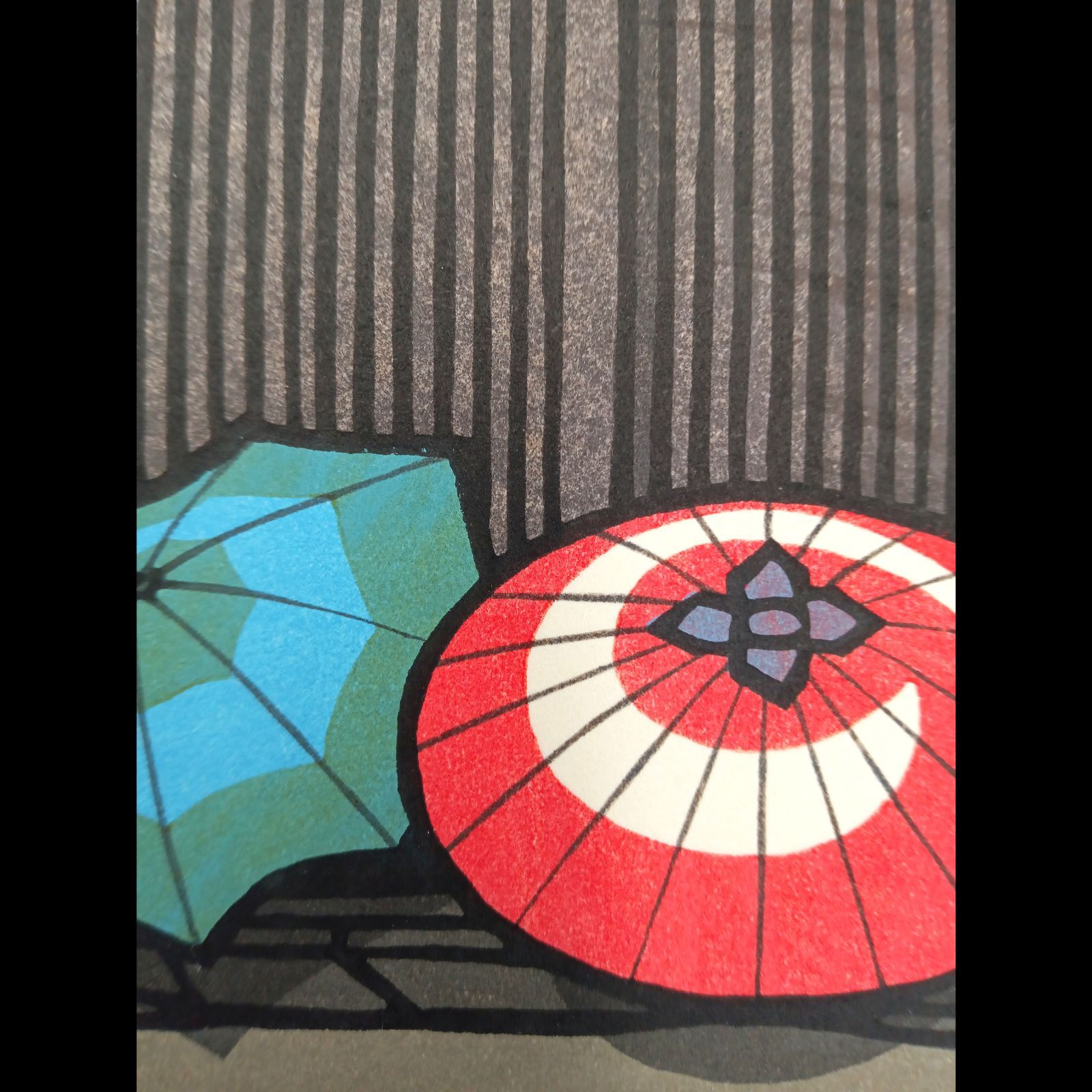 真作]創作版画 西嶋勝之先生木版画「かたしぐれ」サインあり 無限定