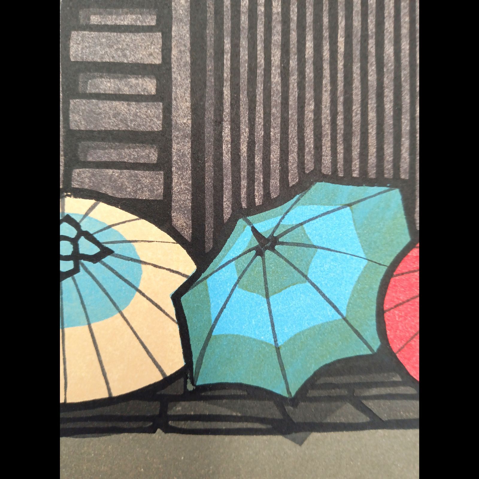 真作]創作版画 西嶋勝之先生木版画「かたしぐれ」サインあり 無限定