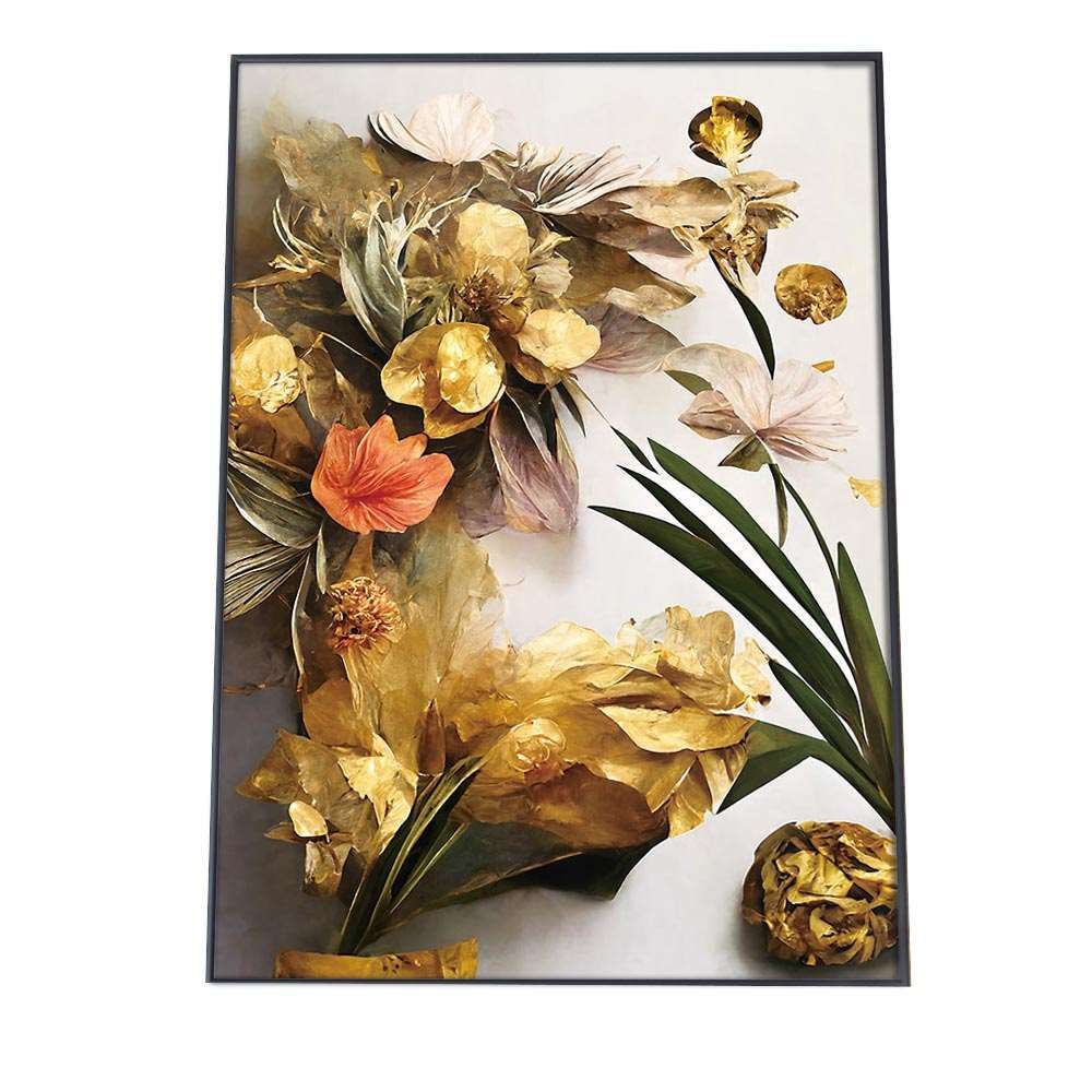 ゴールド花束写真 A3印刷作品 A3サイズ（約30×42cm）】【lh-poster-473】花 フラワー 北欧 豪華