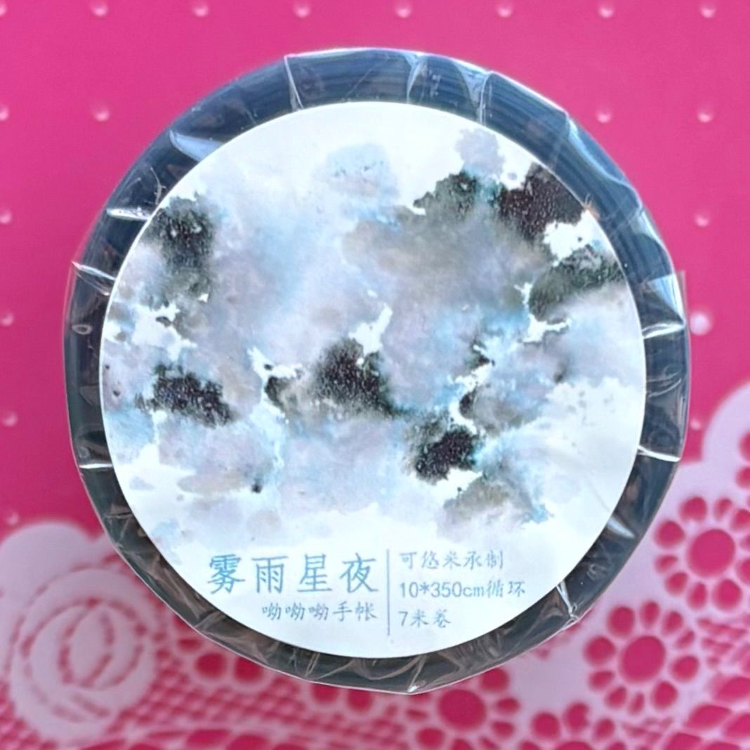 PET 半透明 雾雨星夜 10 cm 7 m 300 loop 海外マスキングテープ 海外マステ 背景