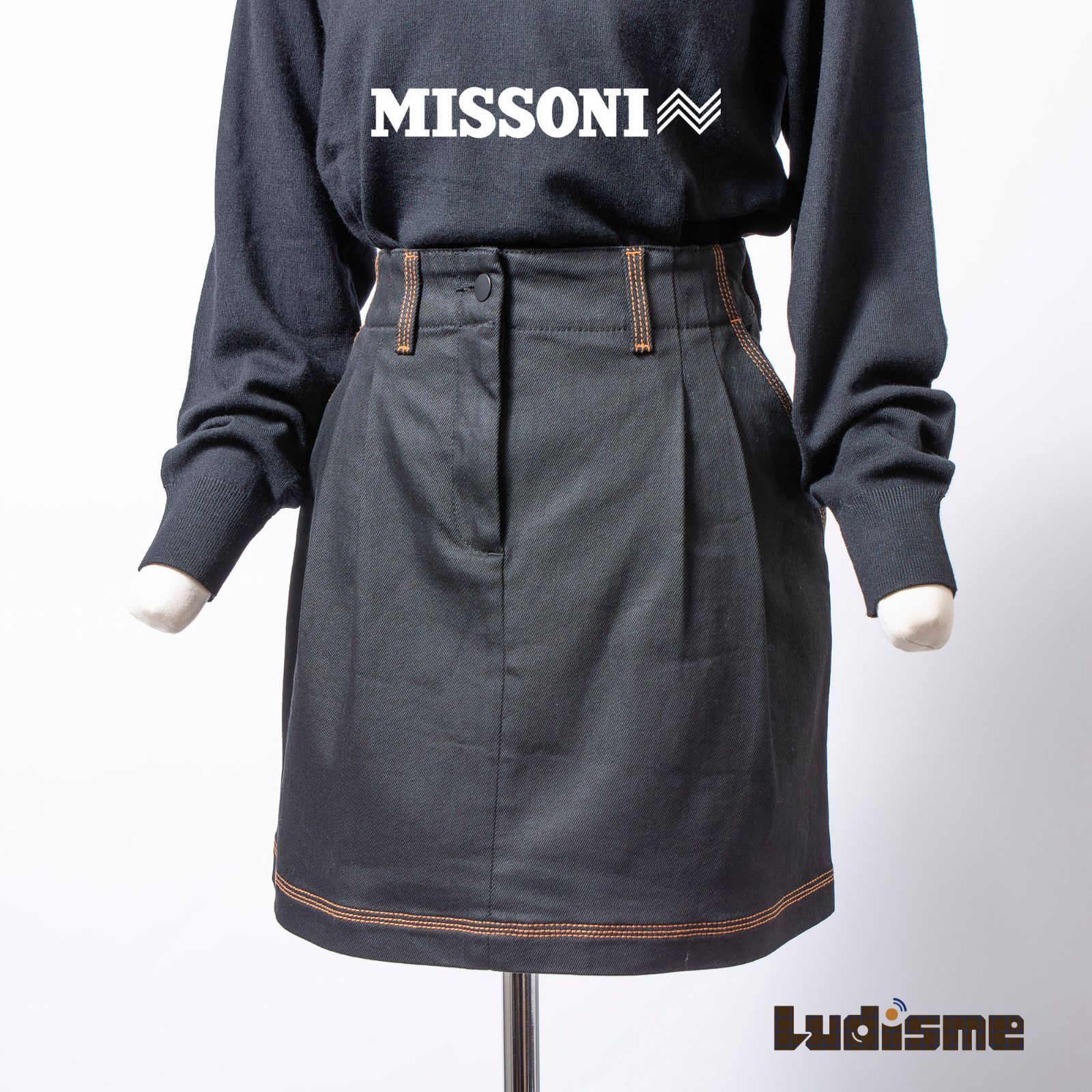 ミッソーニ MISSONI デニムスカート ブラック 38 レディース イタリア製 台形スカート ミニスカート タイトスカート ボトムス