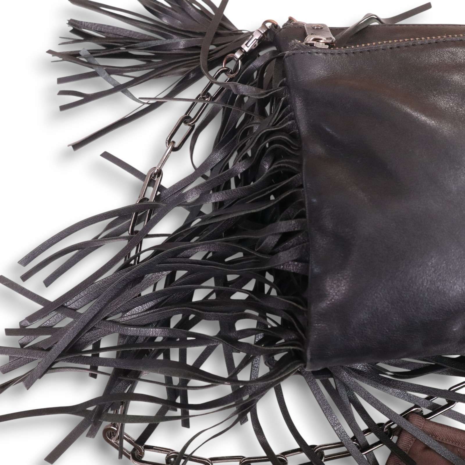 Anya Hindmarch アニヤハインドマーチ ロゴ♪ レザー フリンジ