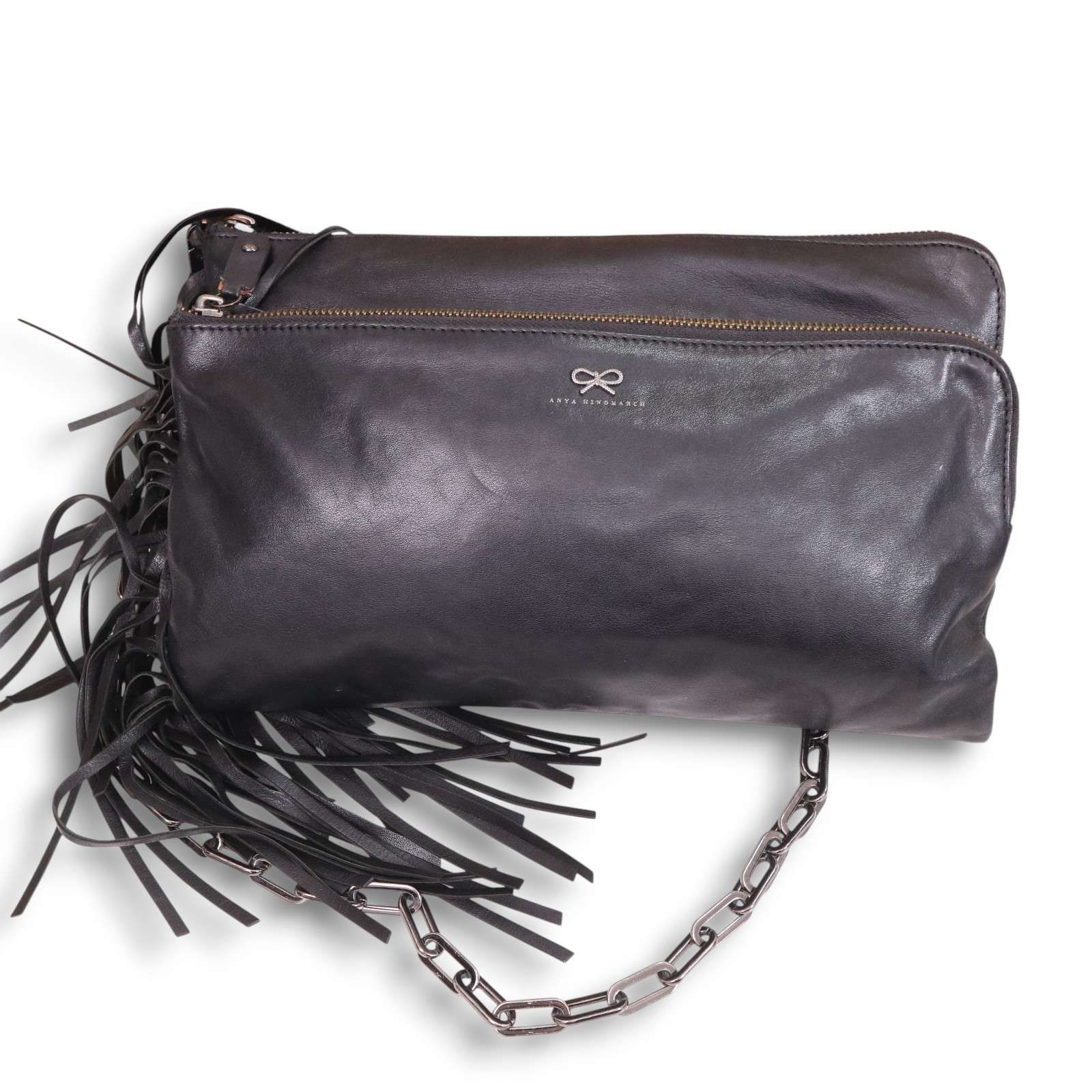 Anya Hindmarch アニヤハインドマーチ ロゴ♪ レザー フリンジ