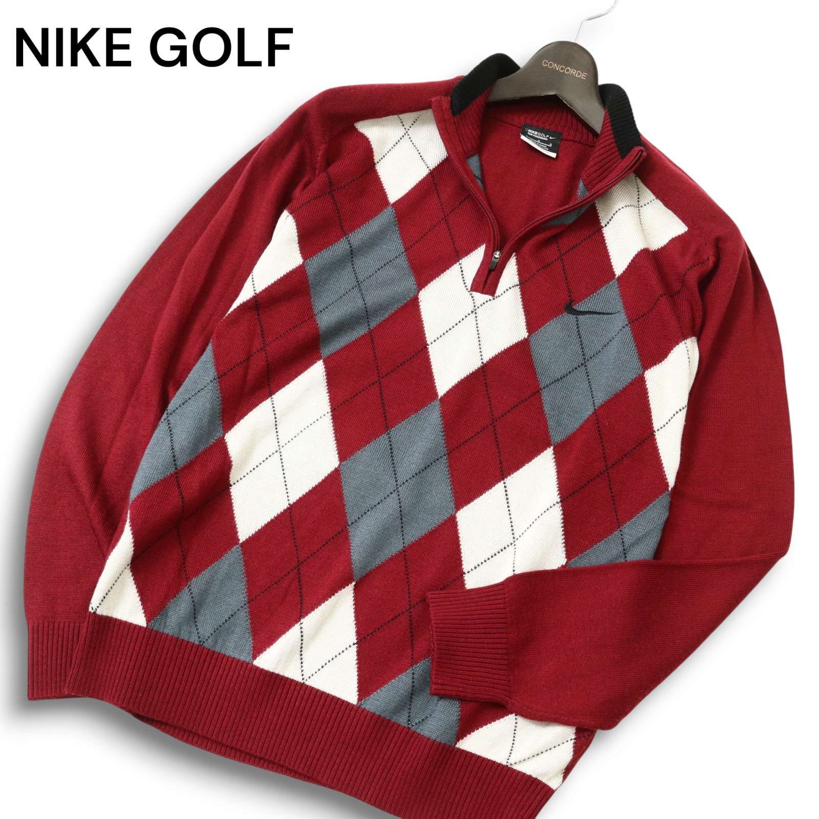 NIKE GOLF ナイキ ゴルフ 秋冬 ウール混☆ ロゴ刺繍 アーガイル柄