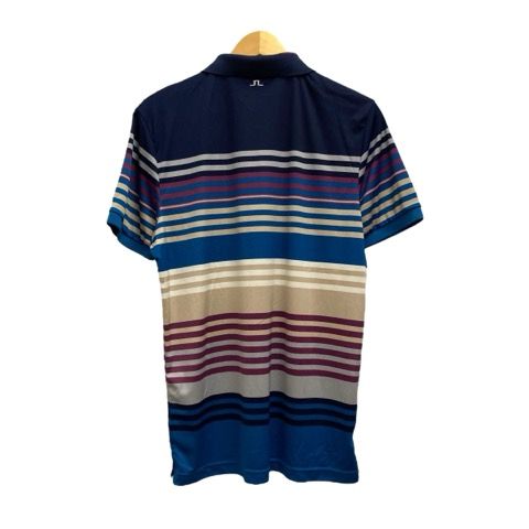 ジェイリンドバーグ J.LINDEBERG ポロシャツ 半袖 ボーダー ロゴ刺繍 L