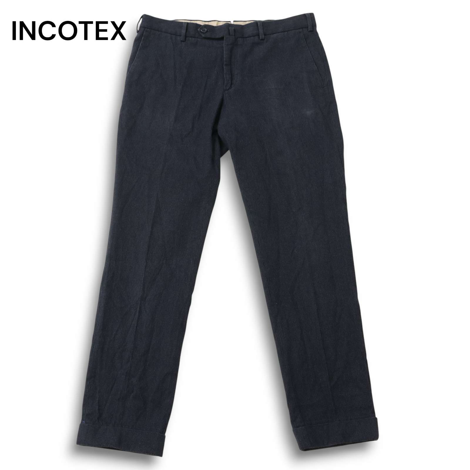 INCOTEX インコテックス パンツ ネイビー 紺 サイズ:48 | ストレッチ サマーポプリン テーパード トラウザー スラックス パンツ / SLIM FIT | ボトムス ズボン【メンズ】【中古】【K4650】 INCOTEX インコテックス 秋冬 ストレッチ☆ スラックス パンツ