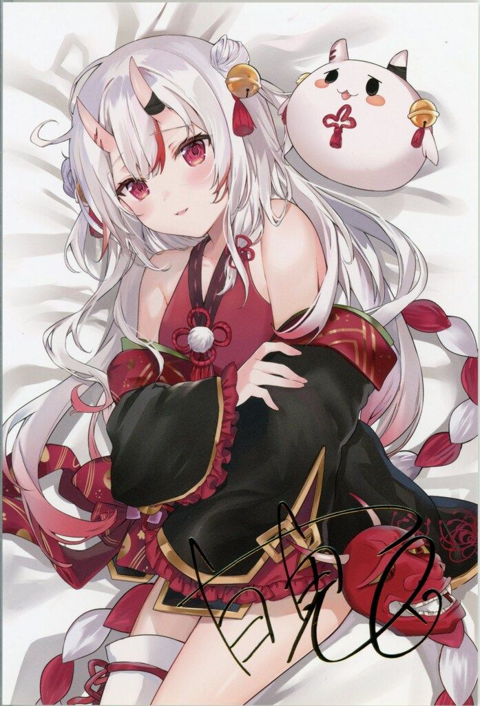 ホロライブ 活動三周年記念 百鬼あやめ 箔押しサイン入ポストカード