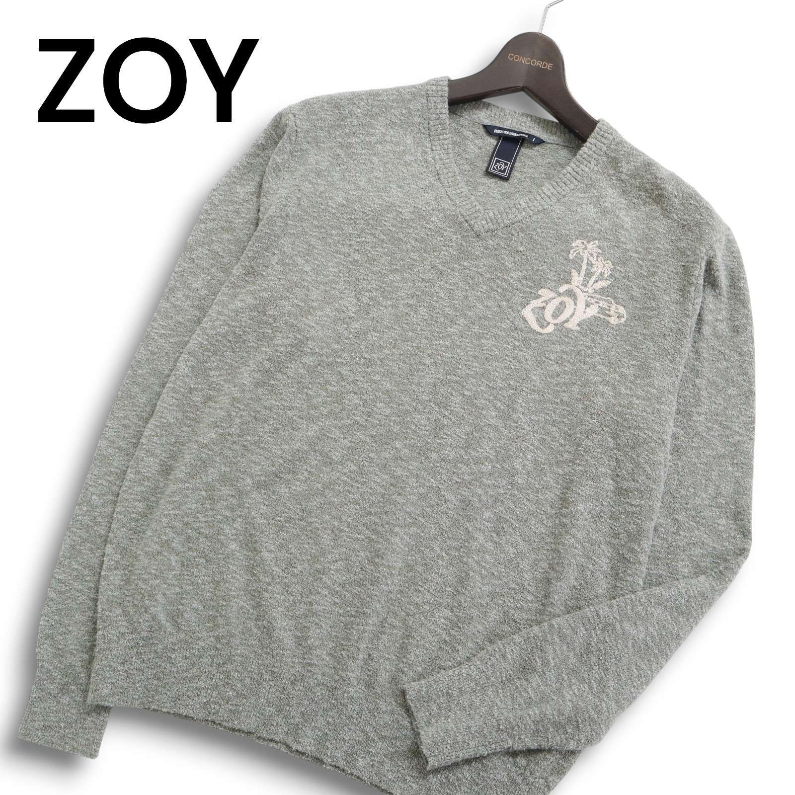 ゾーイZOYカシミヤセーターVネック#36ネイビー ZOY ゾーイ ゴルフ 秋冬 サーフガール ロゴ刺繍☆ カシミヤ混 Vネック