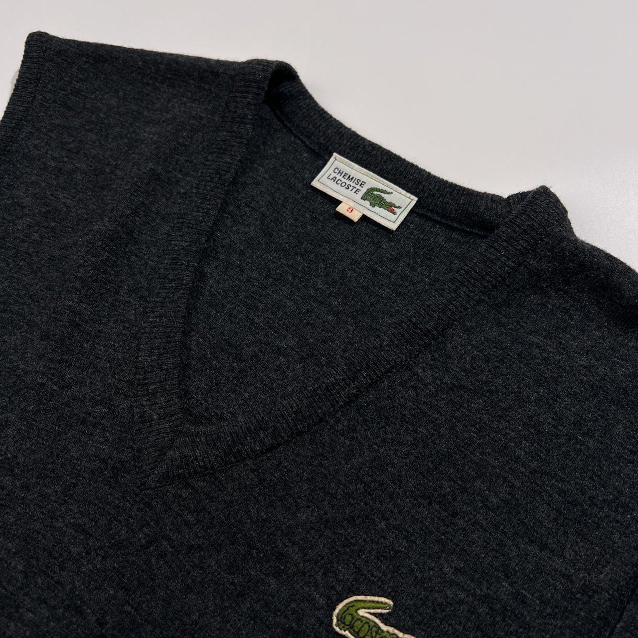 70s 80s CHEMISE LACOSTE ラコステ 文字ワニ ウールニット ベスト