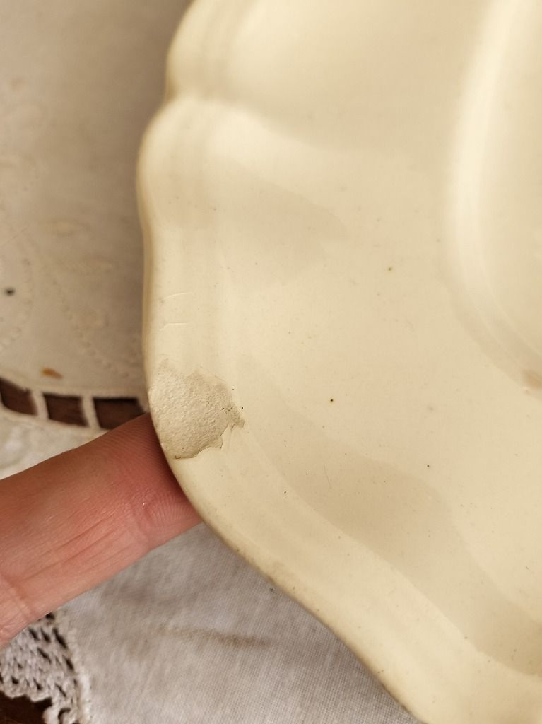 フランス アンティーク 花リム 皿 プレート 長方形 サルグミンヌ