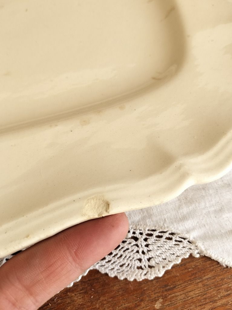 フランス アンティーク 花リム 皿 プレート 長方形 サルグミンヌ