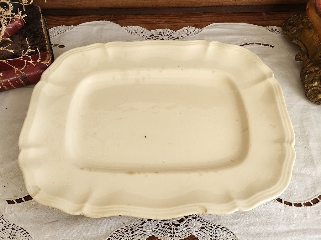 フランス アンティーク 花リム 皿 プレート 長方形 サルグミンヌ