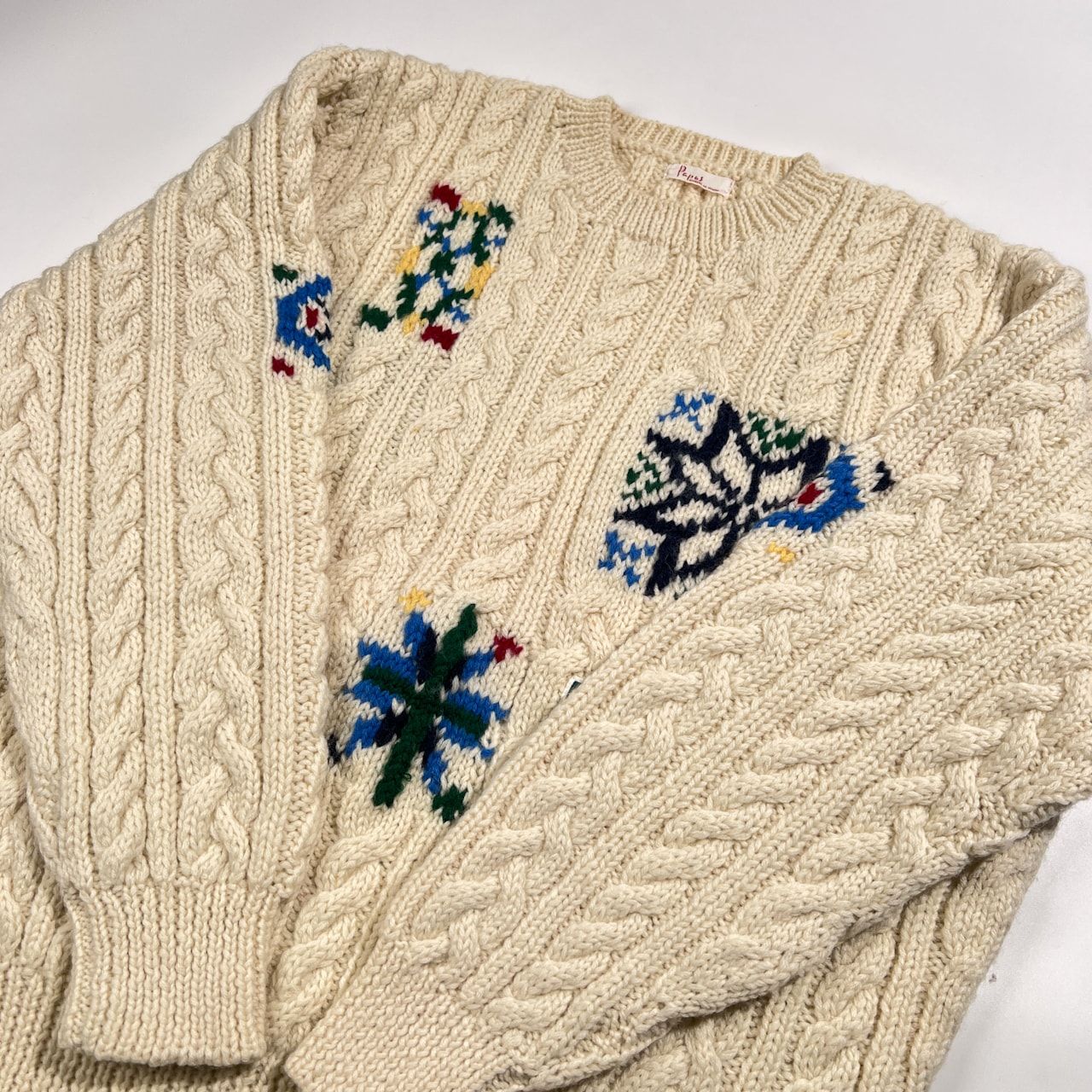 Papas パパス ノルディック ローゲージ ウールニットセーター