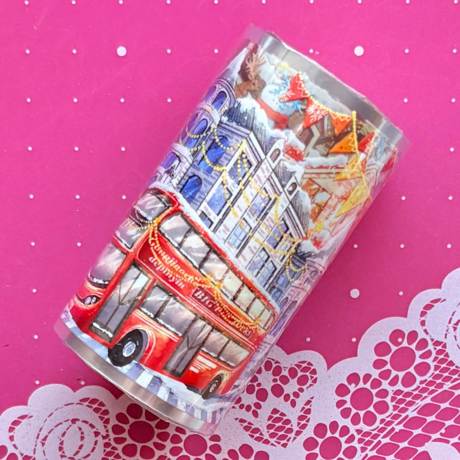 PET 伦敦圣诞 7 cm×5 m 100 cm loop 海外マスキングテープ 海外マステ 花